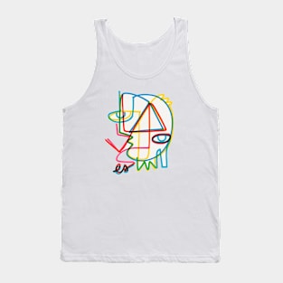 Graffiti Abstract Line Art Cubist Portrait Tank Top